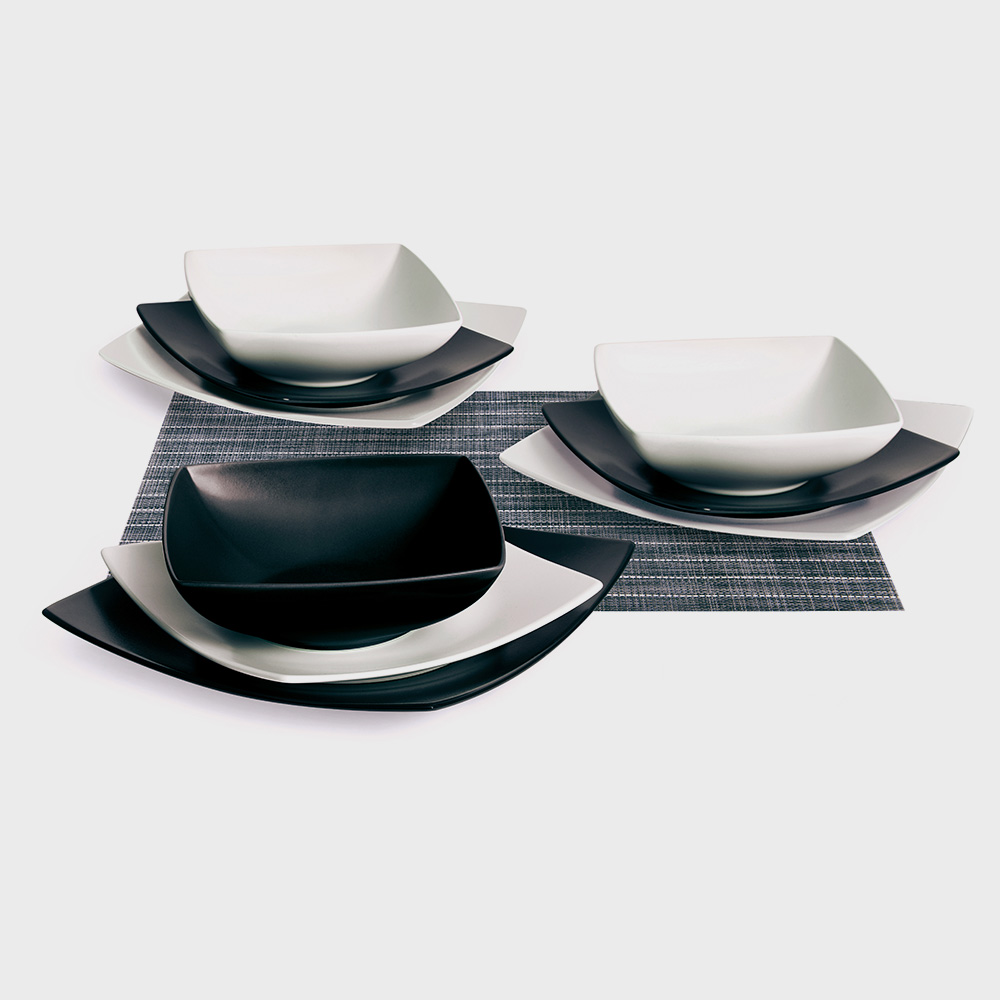 Servizio tavola Eclipse pz 18 bianco/nero