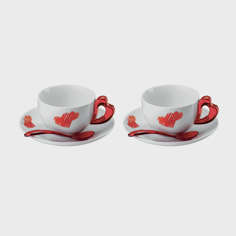 Set 2 tazze cappuccino c/piattino Love