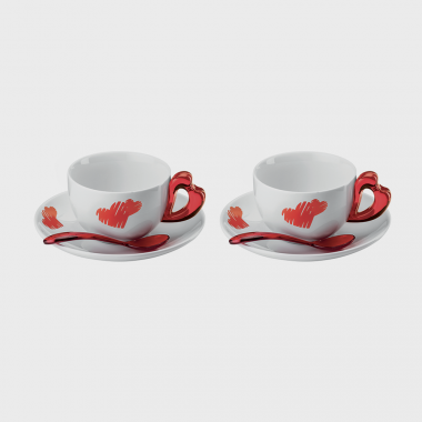 Set 2 tazze cappuccino c/piattino Love